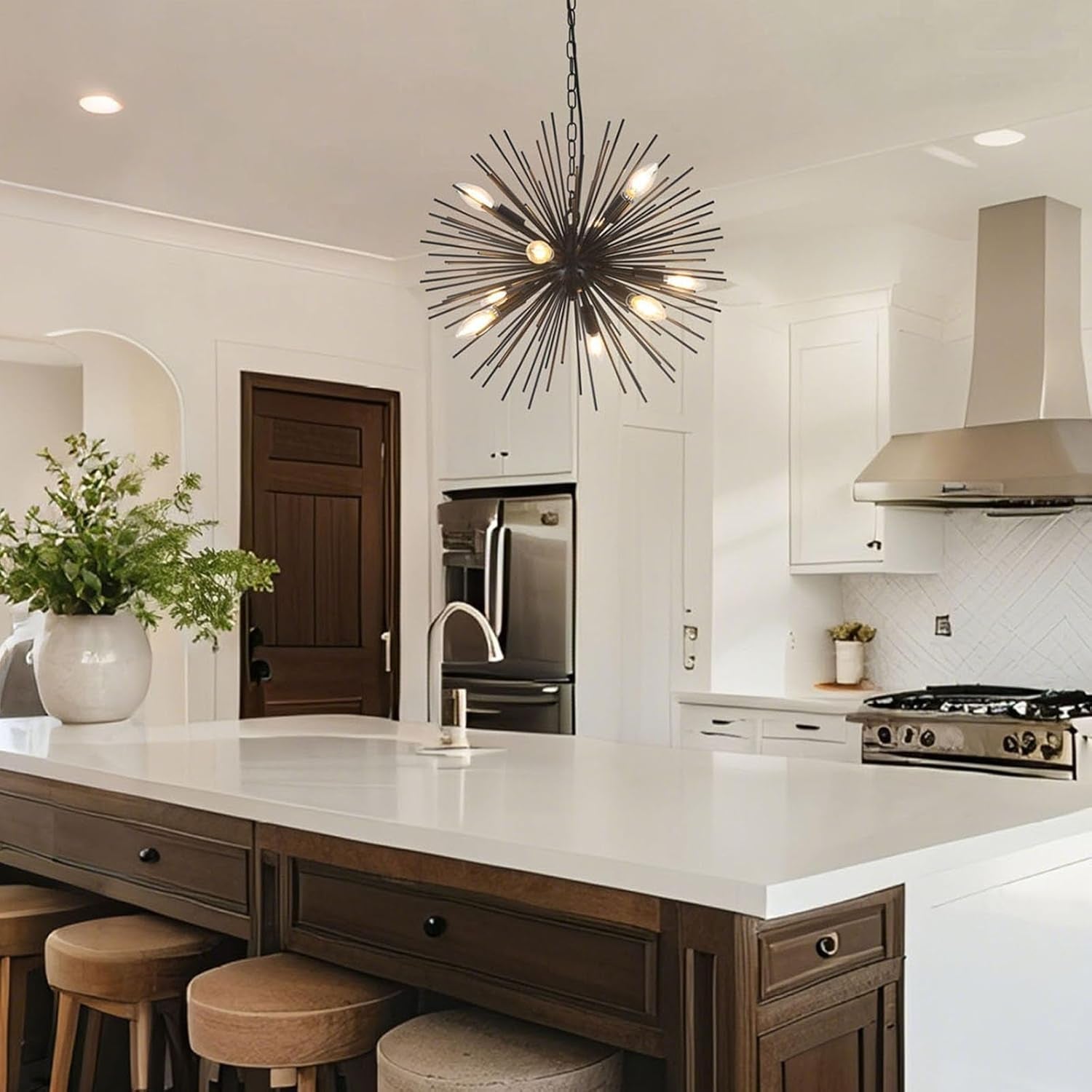 Twenty Inch Black Sputnik Chandelier Luxurious Nine Light