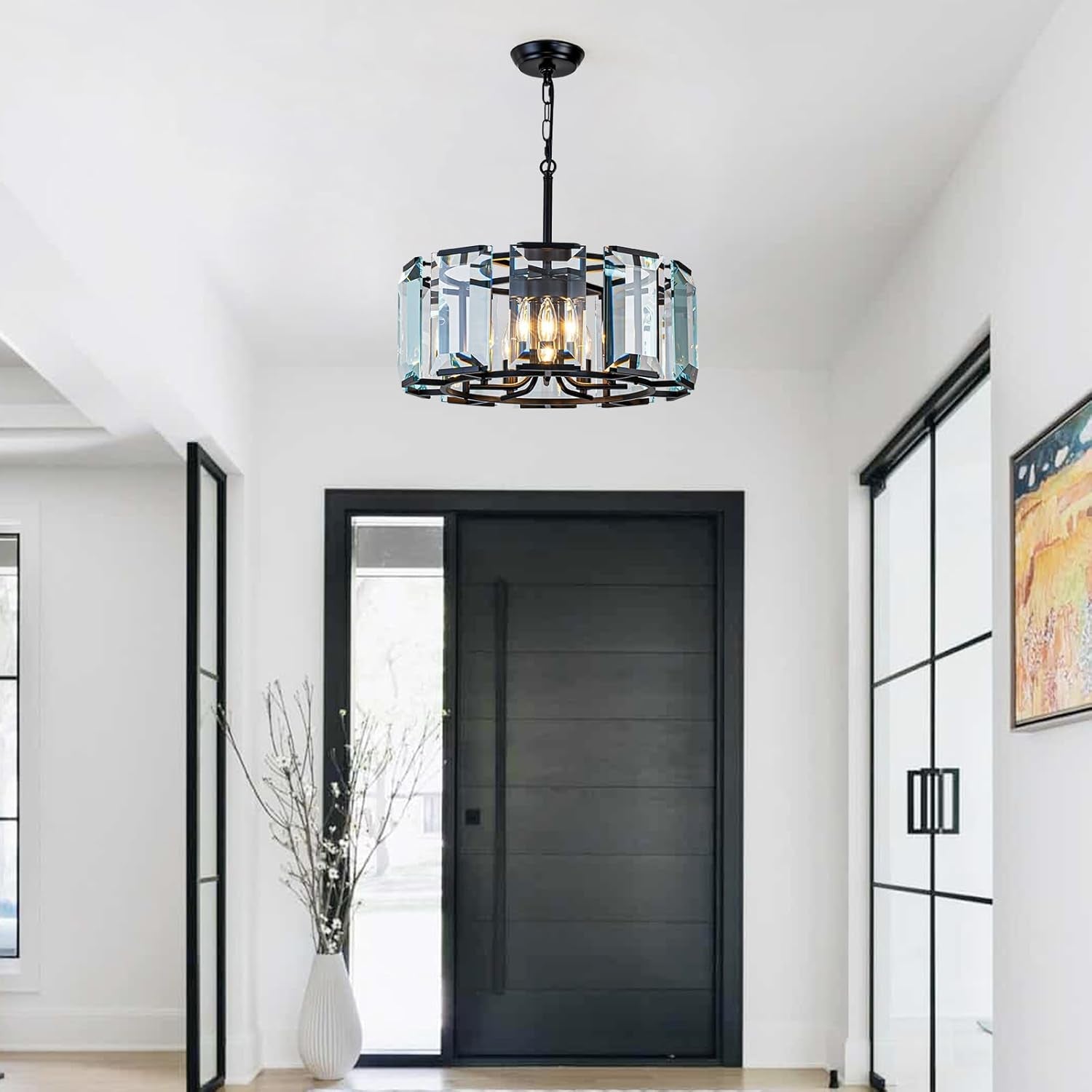 Twenty Inch Modern Luxe OnyxBlack Crystal Chandelier Five Light