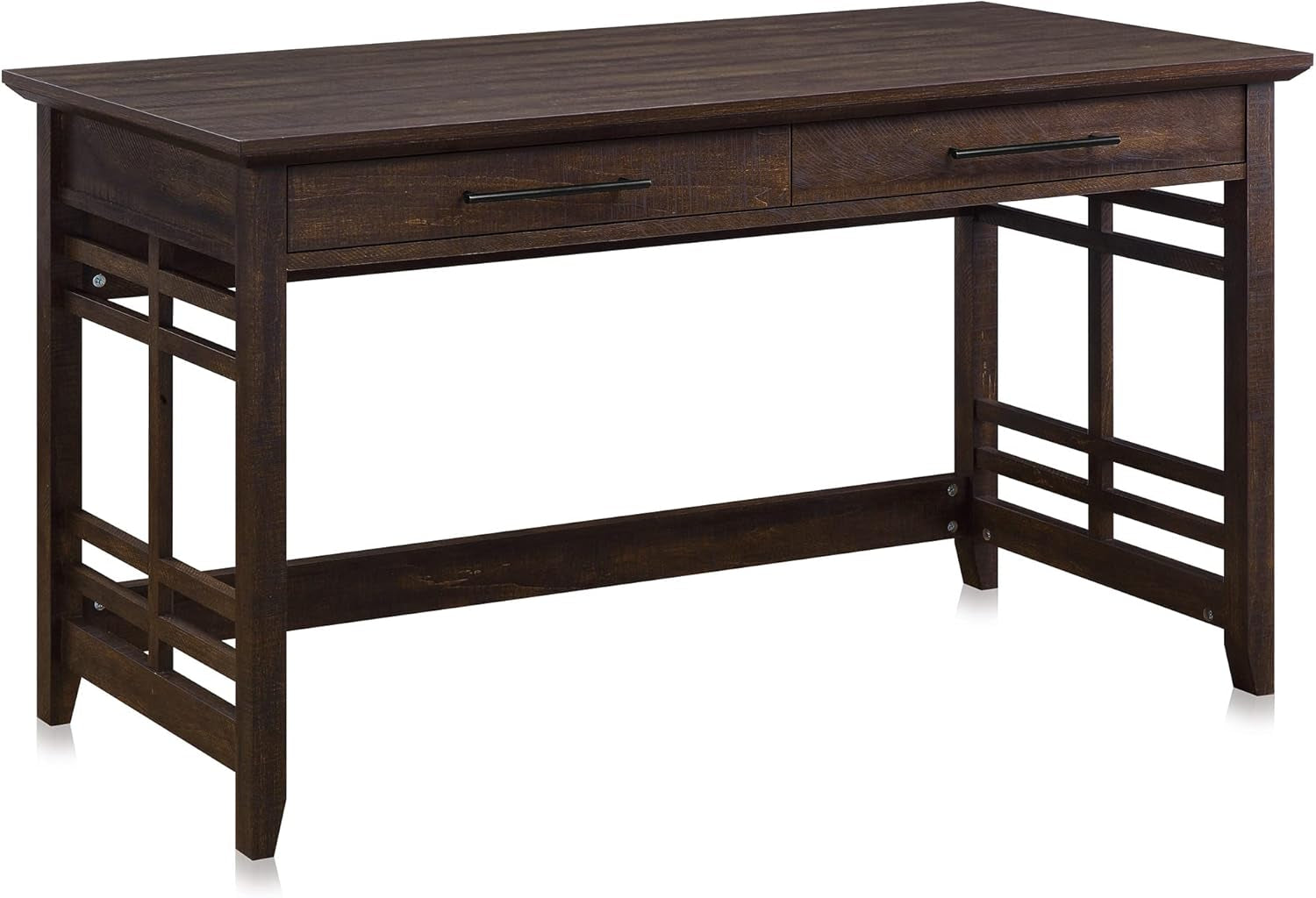 55Inch Executive Desk  With Two Drawers Espresso Finish Storage Solution