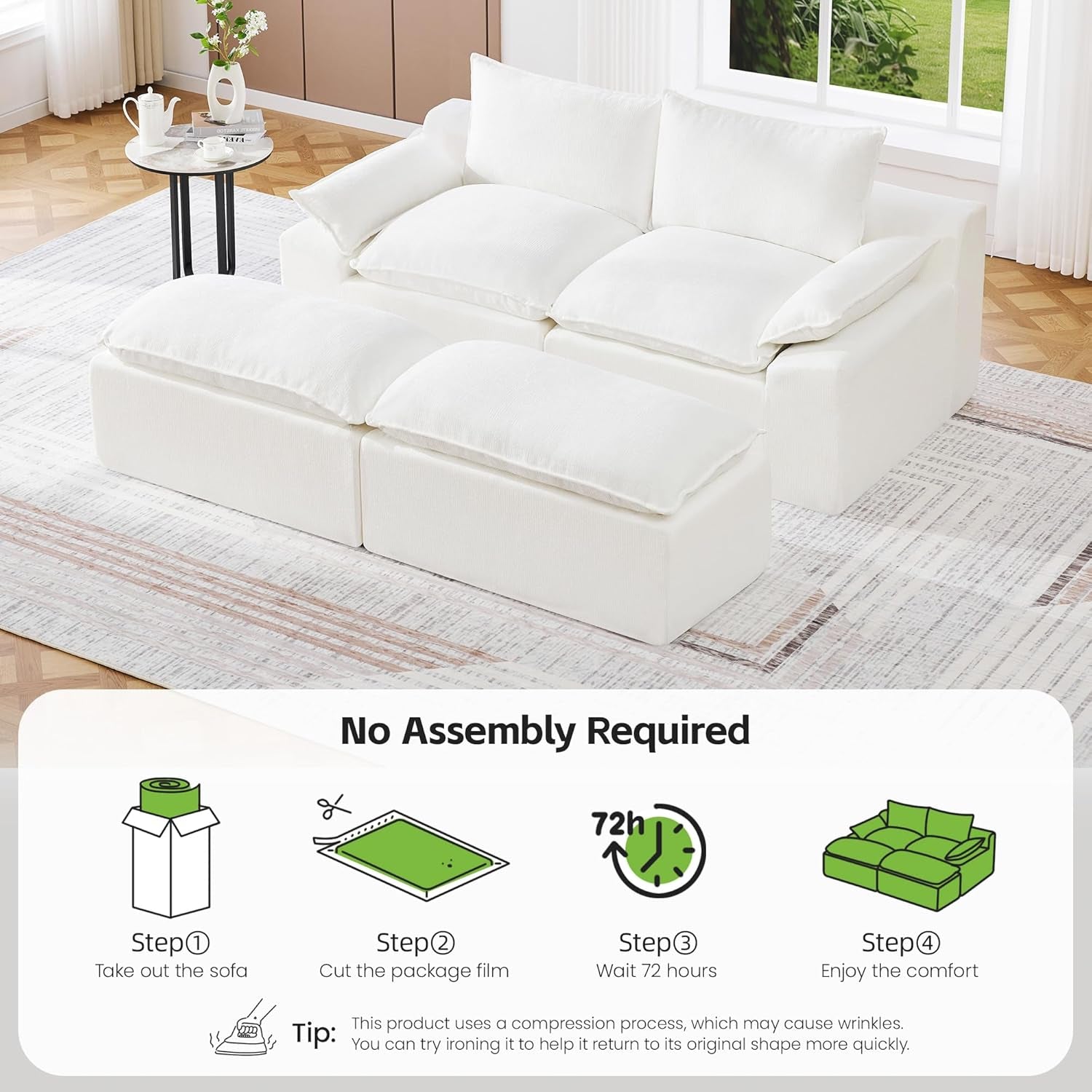 79 Inches Boneless Modular Sectional Sofa Storage Pro