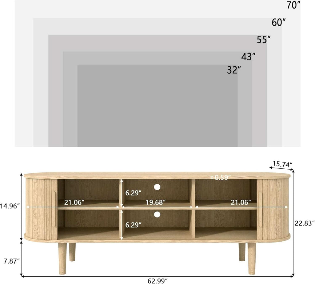 62 Inch TV Stand Entertainment Center With Sliding Door