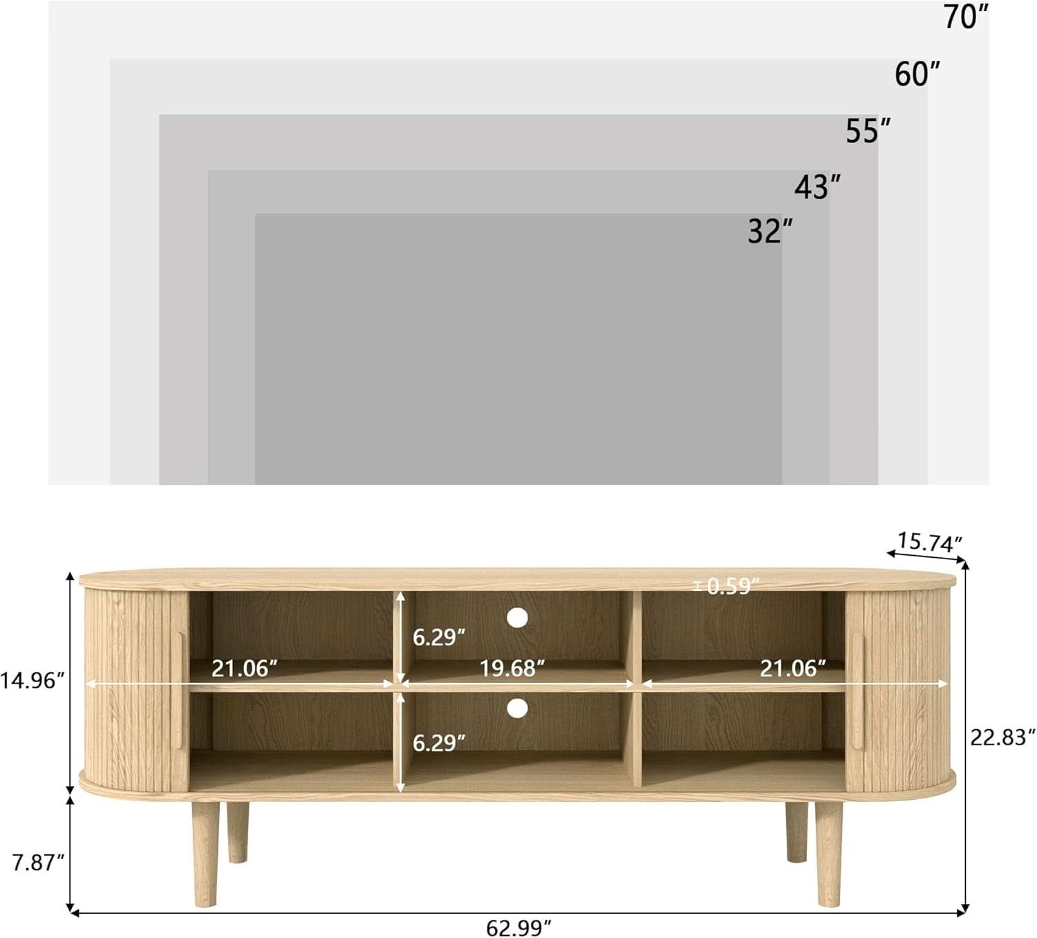 62 Inch TV Stand Entertainment Center With Sliding Door