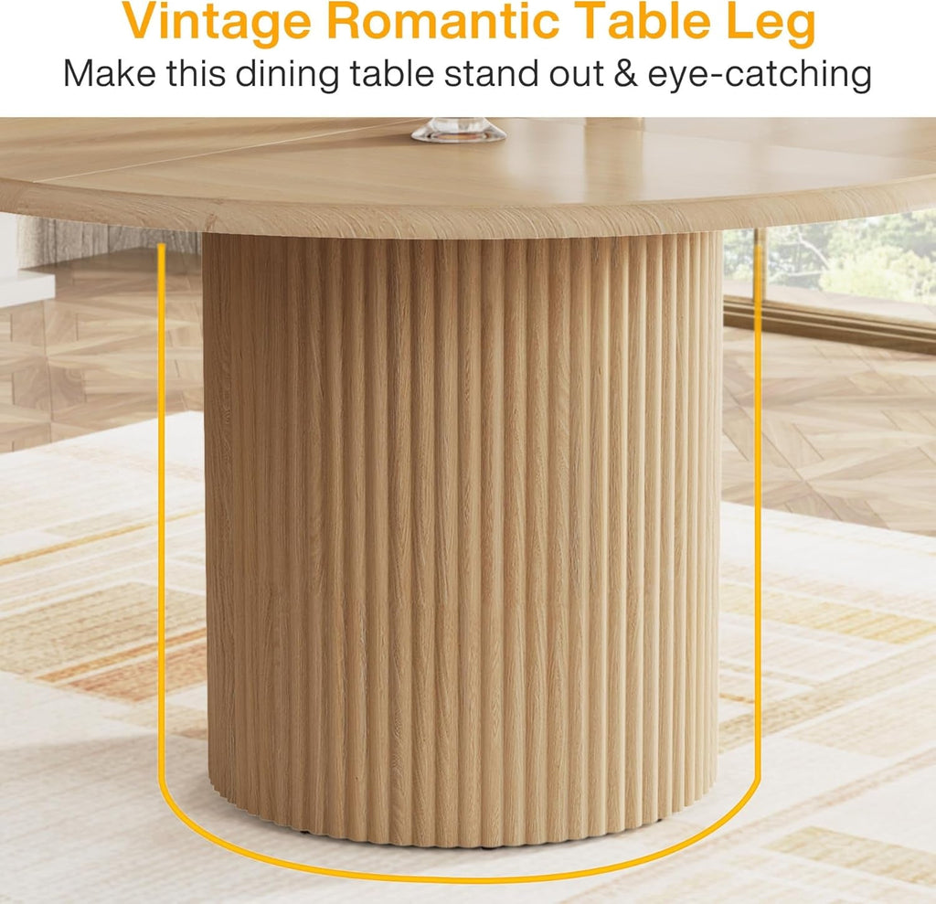47 Inch Circular Dining Table Farmhouse Style Pedestal