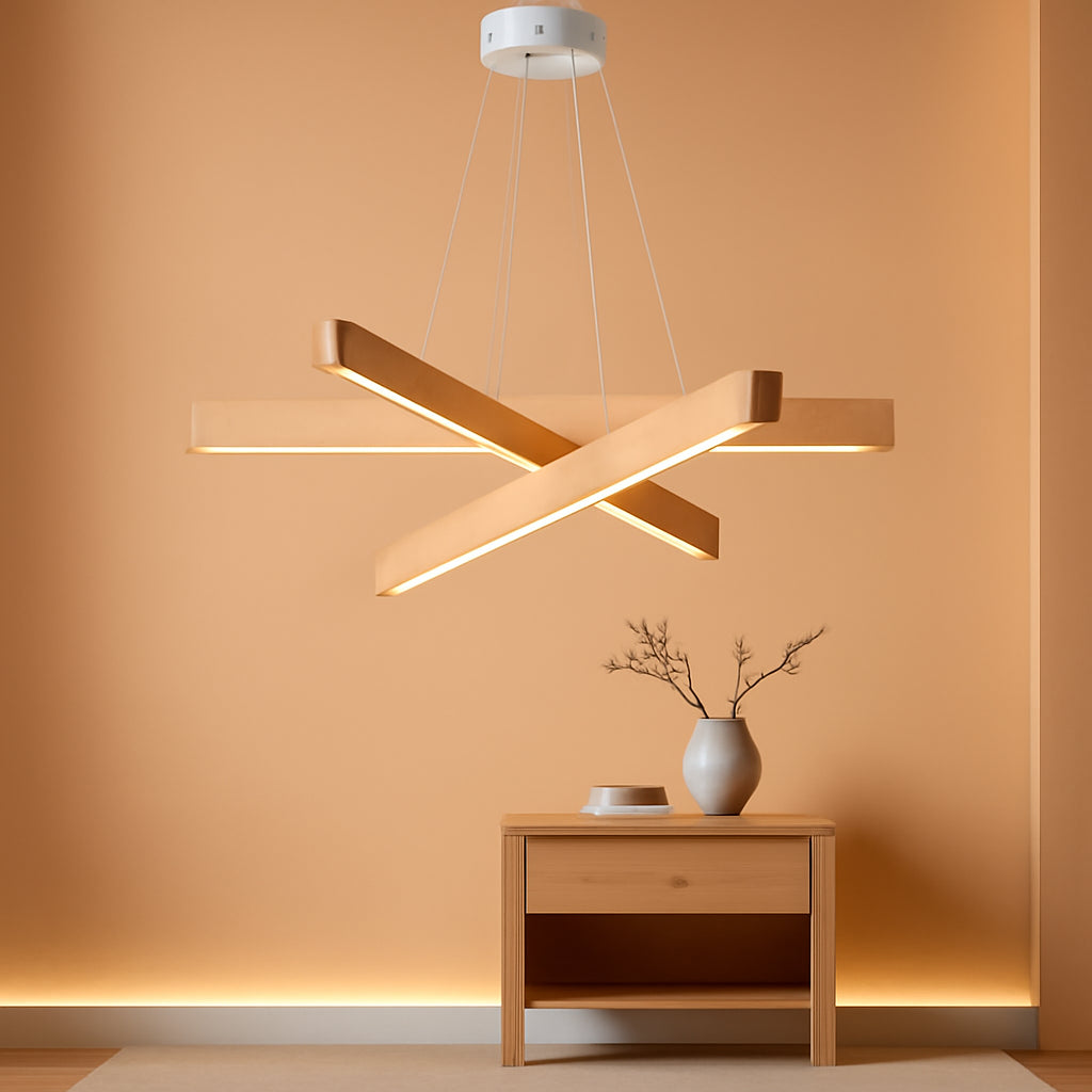 Hand crafted Premium Solid Ash Wood Three Light Pendant