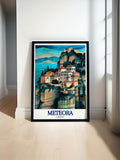 Meteora Travel Print - Varlaam Monastery Wall Art - Kalampaka Travel Poster - Kalampaka Wall Print