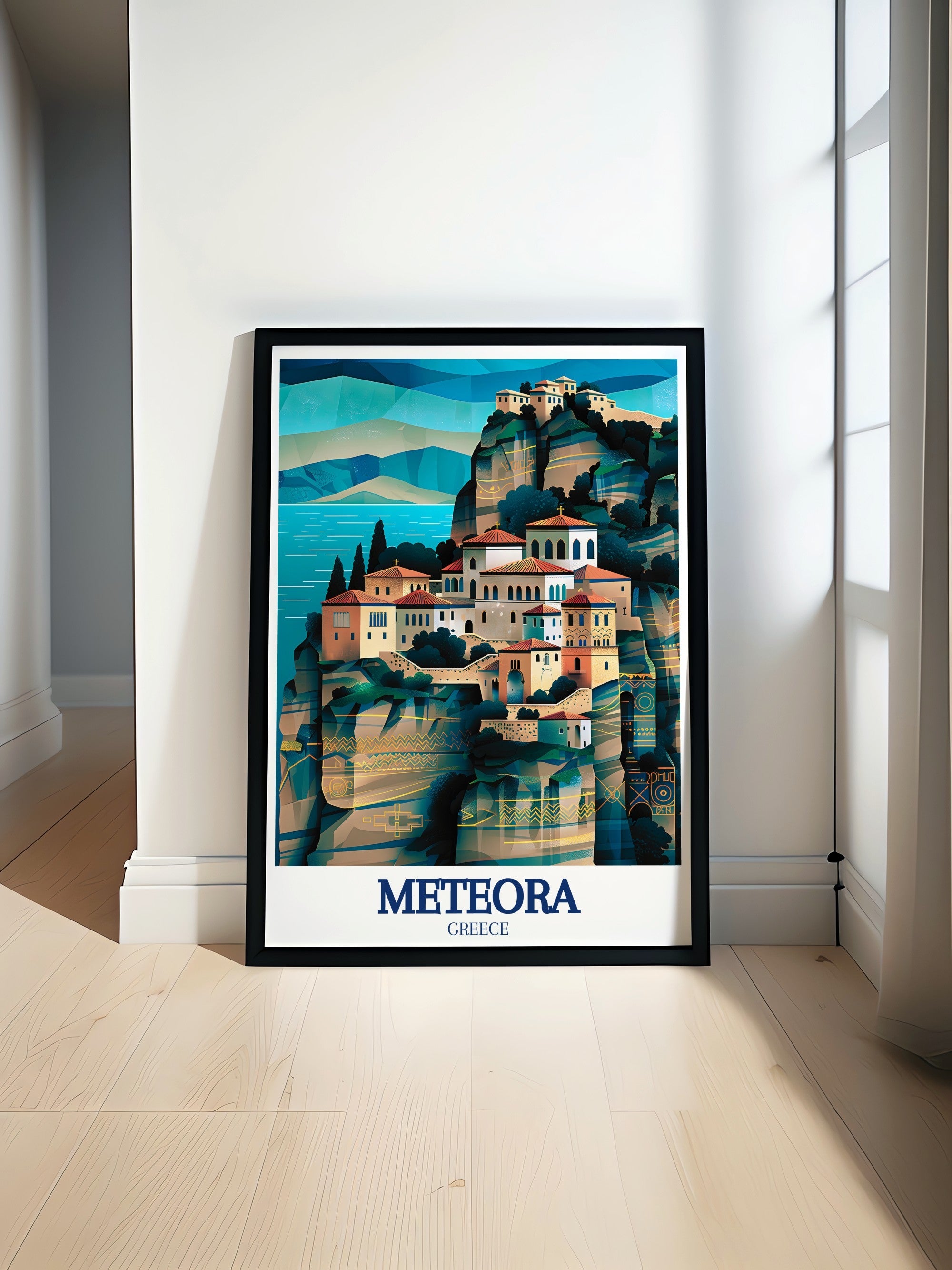 Meteora Travel Print - Varlaam Monastery Wall Art - Kalampaka Travel Poster - Kalampaka Wall Print