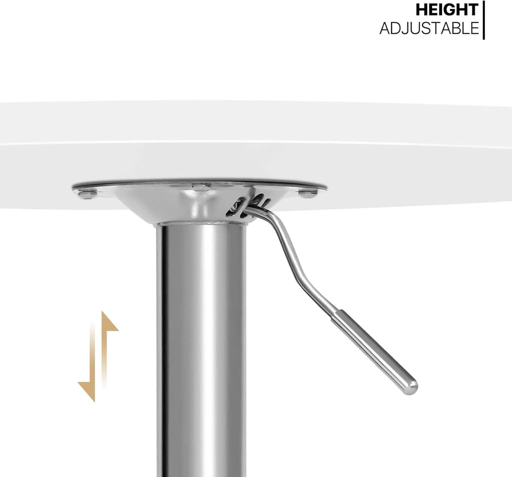 Round Height Adjustable Pub Table White Durable Patio