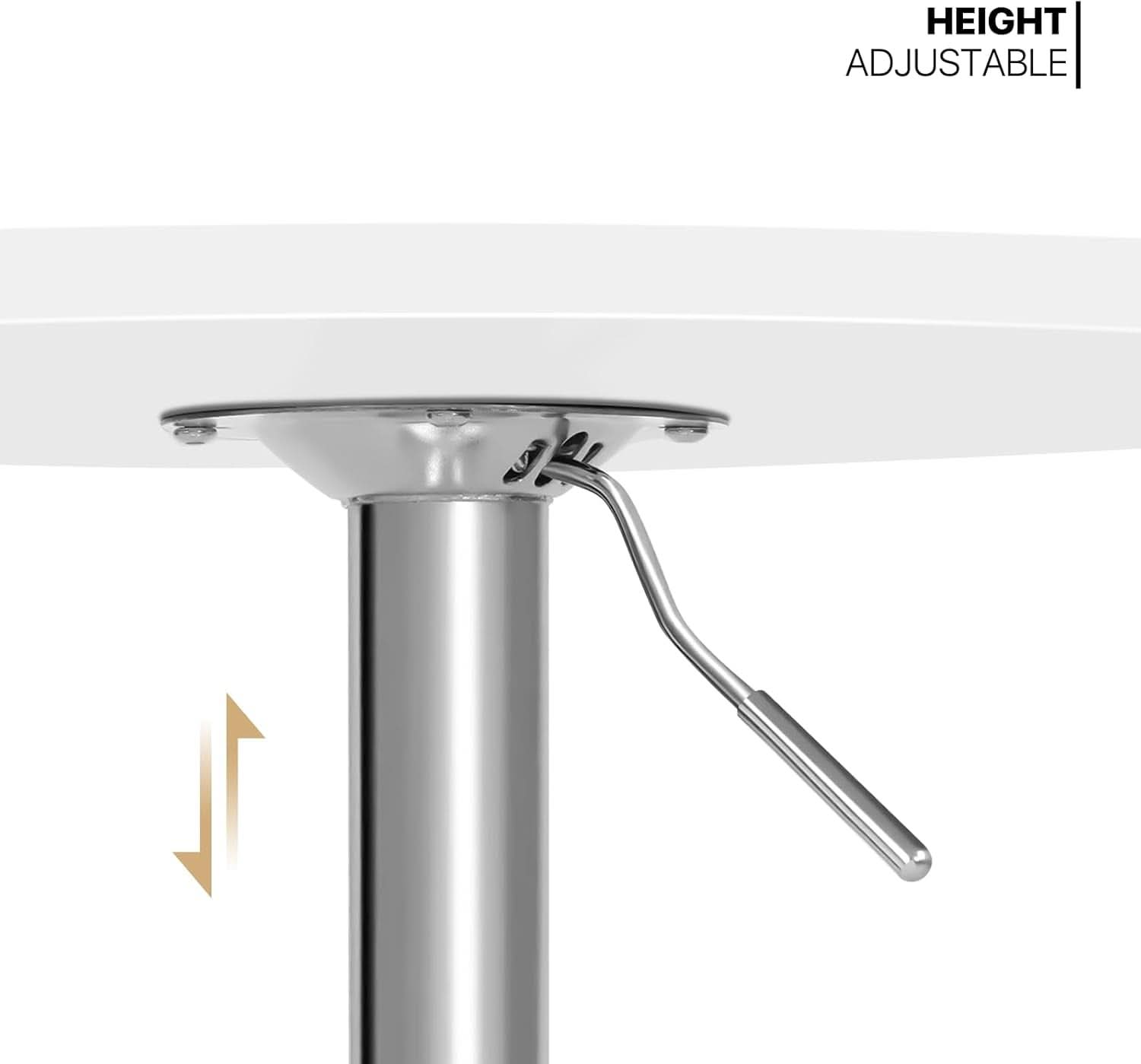 Round Height Adjustable Pub Table White Durable Patio