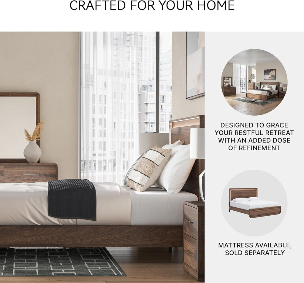 Ashley Hollinaze King Size Panel Bed LED Back lighting