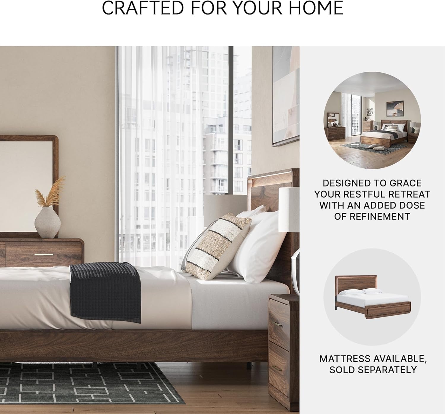 Ashley Hollinaze King Size Panel Bed LED Back lighting