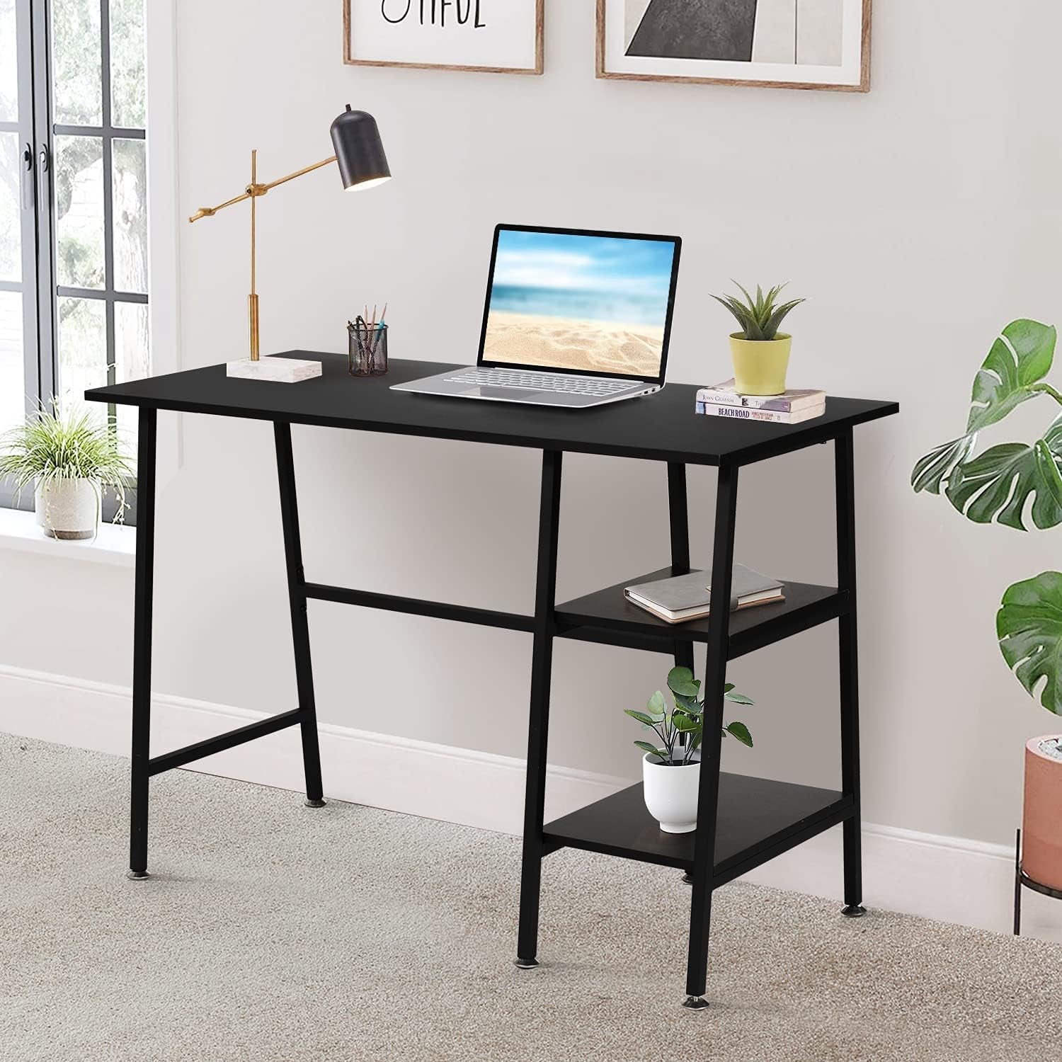 FortyThreeInch Industrial Versatile Desk With Shelves