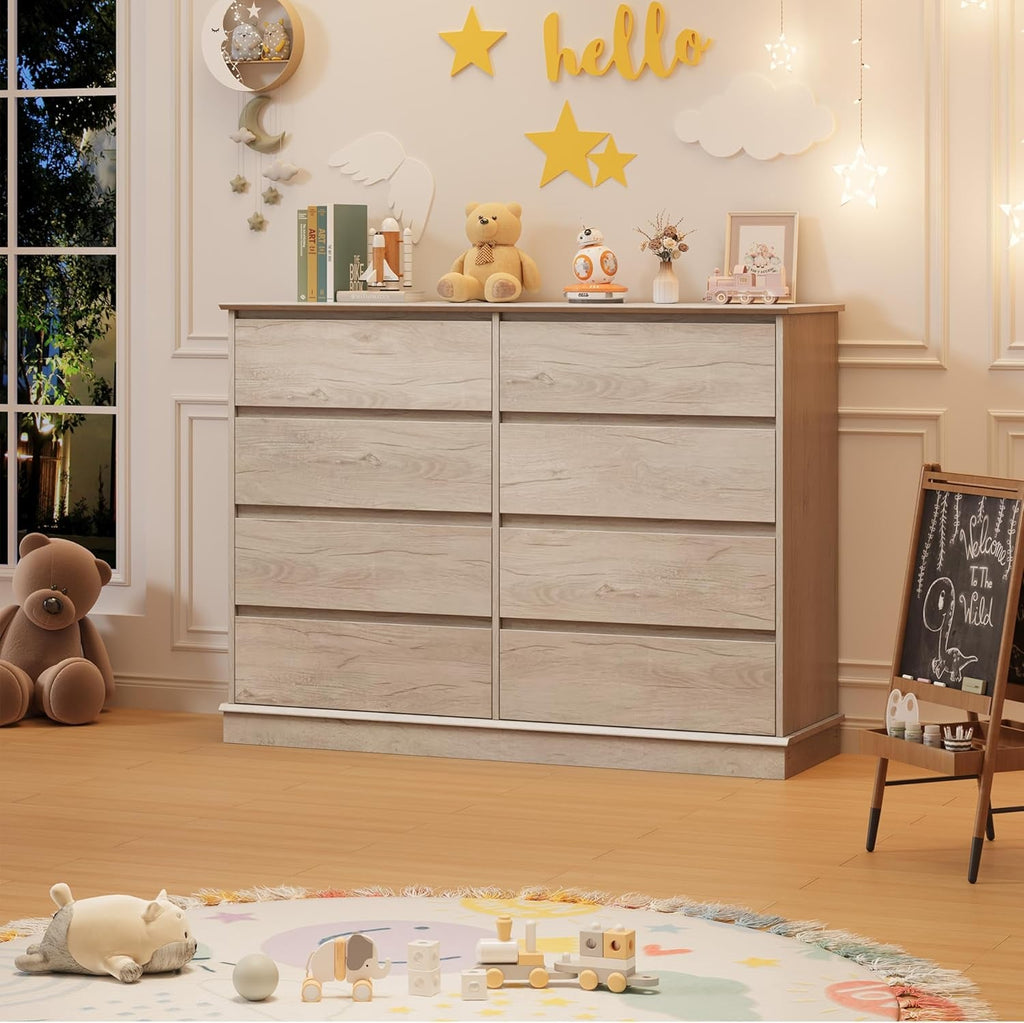8-Drawer Dresser 51-Inch Wide Vintage Oak Organizer