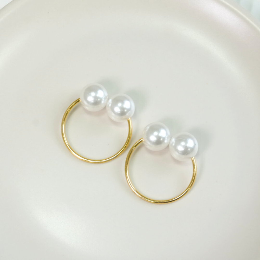 Set of 100 Pearl Napkin Rings – Double Pearl Design 1.6 x 1.2 in Bulk Elegant Table Decor for Events