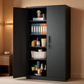 Black Storage Cabinet 72X36X18 Metal Garage Organizer