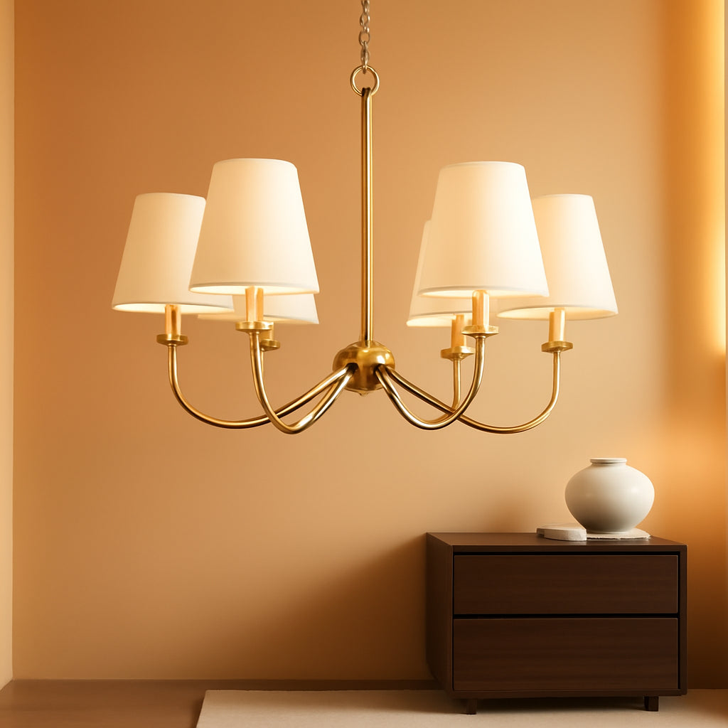 Brushed Brass 6 Light Linear Pendant Chandelier Line
