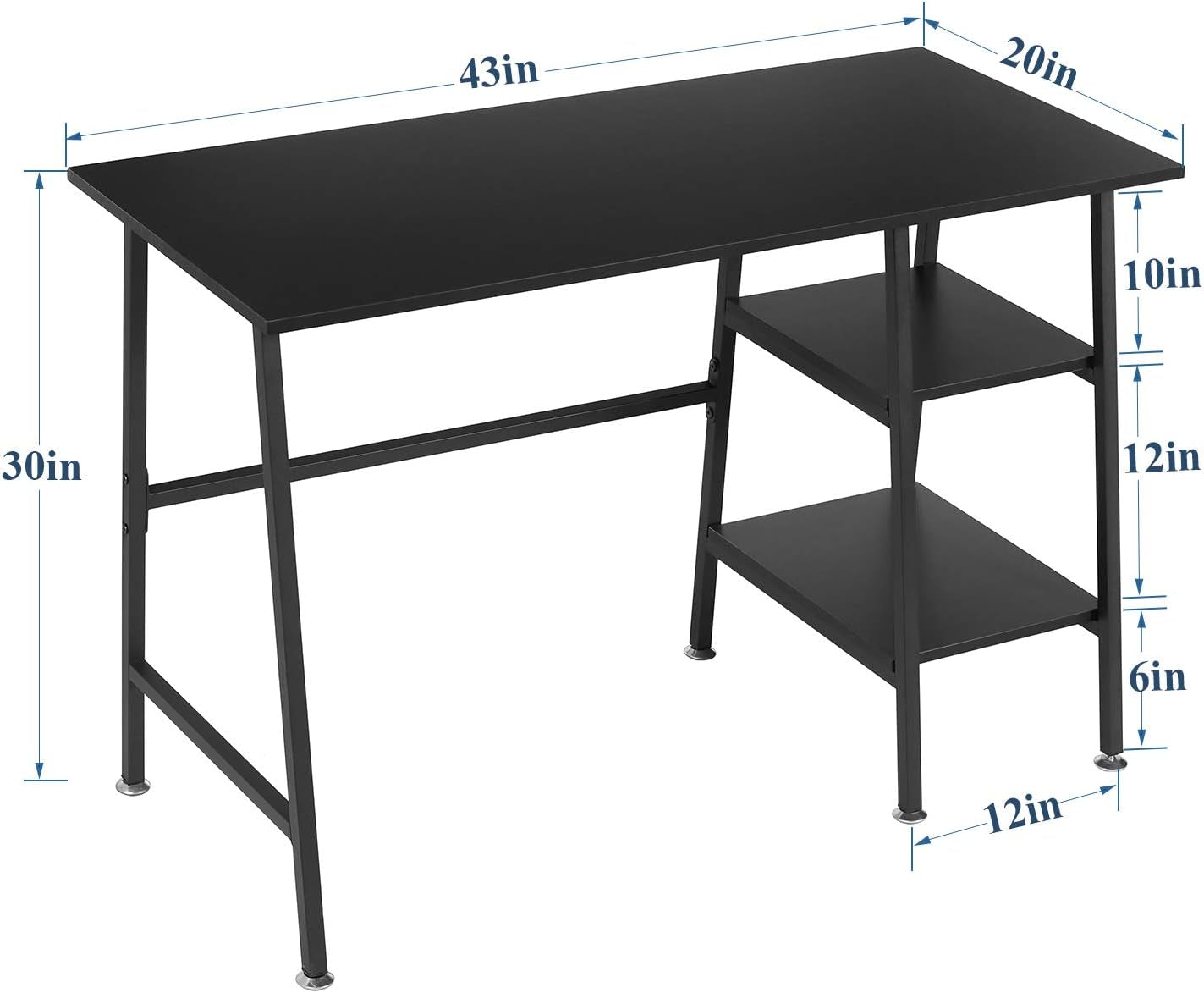 FortyThreeInch Industrial Versatile Desk With Shelves