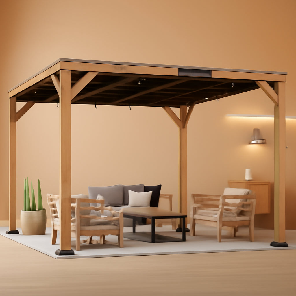 Durable Cedarwood Weatherproof Gazebo 10x12 Sloped Roof