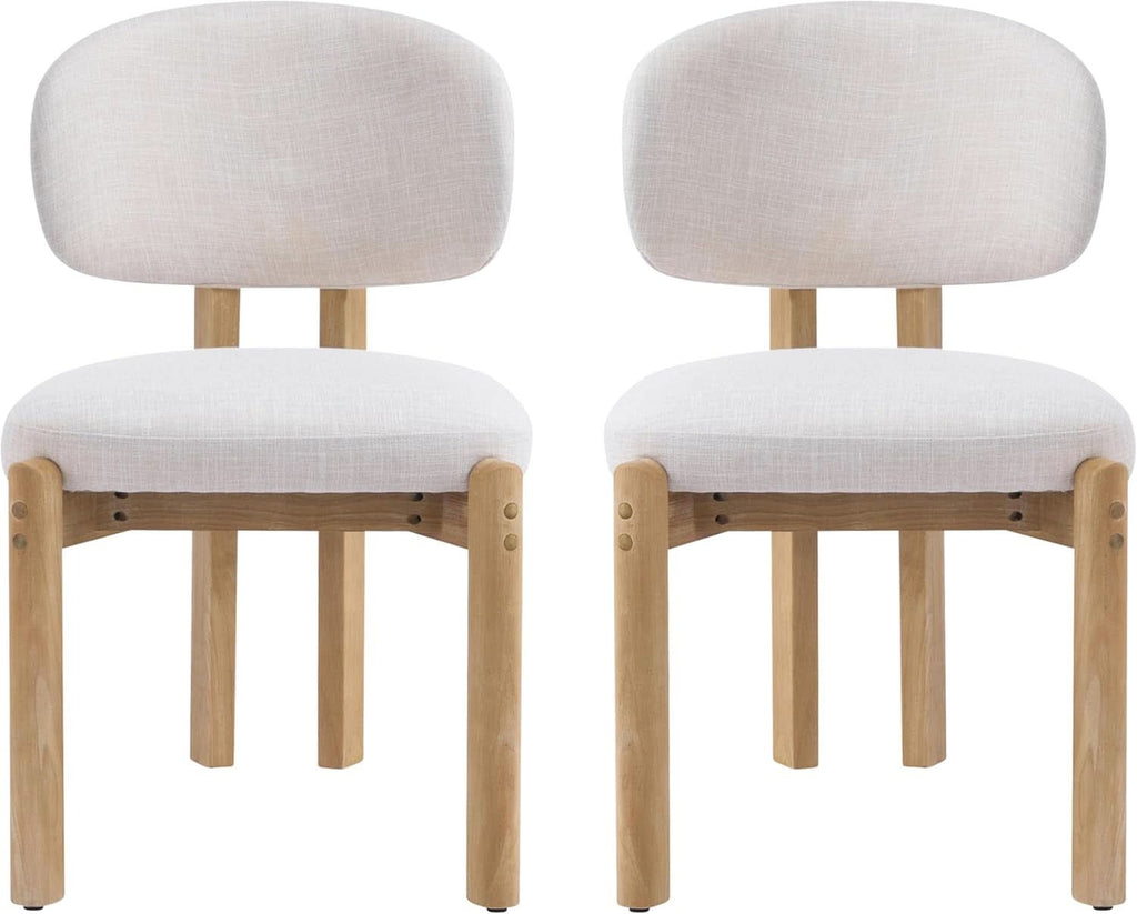 Beige Upholstered Mid Century Dining Chairs Collection