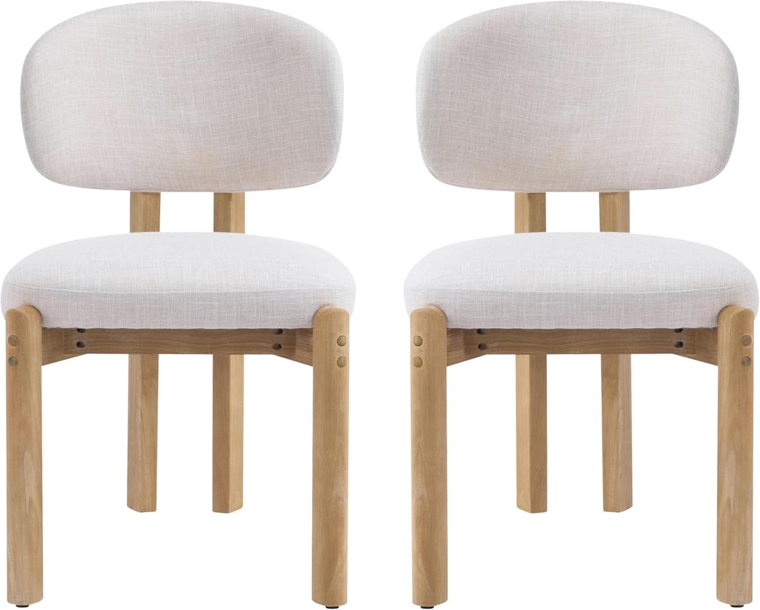Beige Upholstered Mid Century Dining Chairs Collection