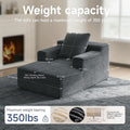 Compact 46-Inch Dark Grey Corduroy Chaise Lounge