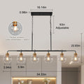 Black Gold Linear Chandelier Six Lights Illumination