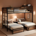 Black Premium Triple Bunk Bed With Integrated Storage
