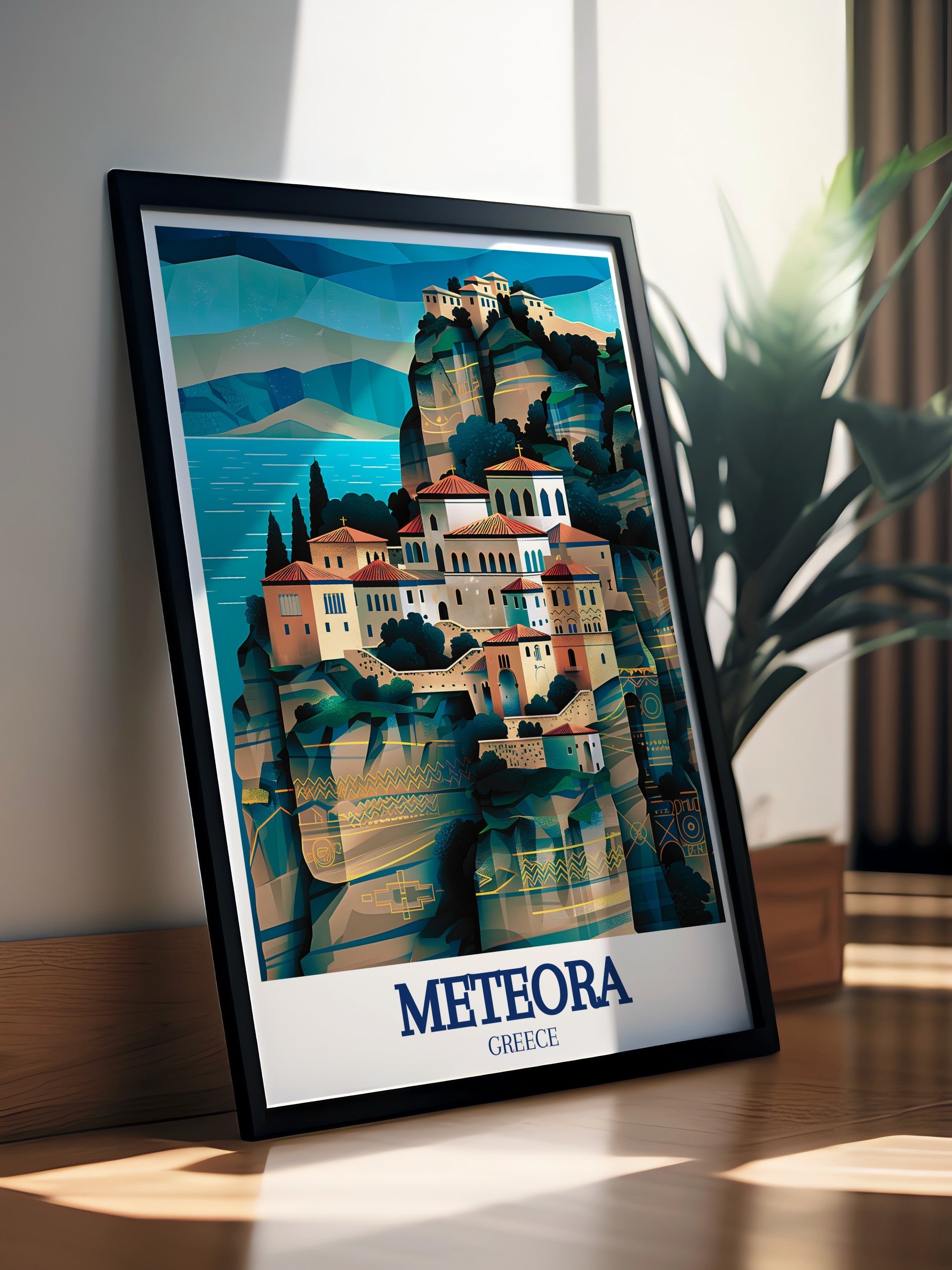 Meteora Travel Print - Varlaam Monastery Wall Art - Kalampaka Travel Poster - Kalampaka Wall Print