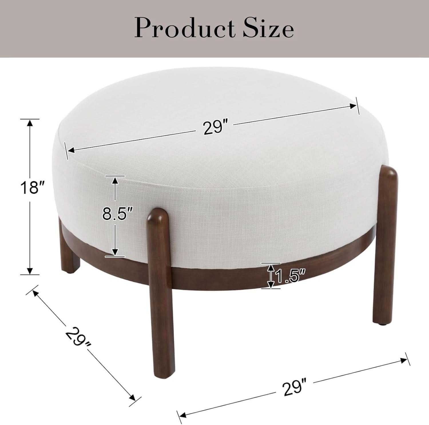 Beige Sherpa Ottoman Footstool With Premium Lumber