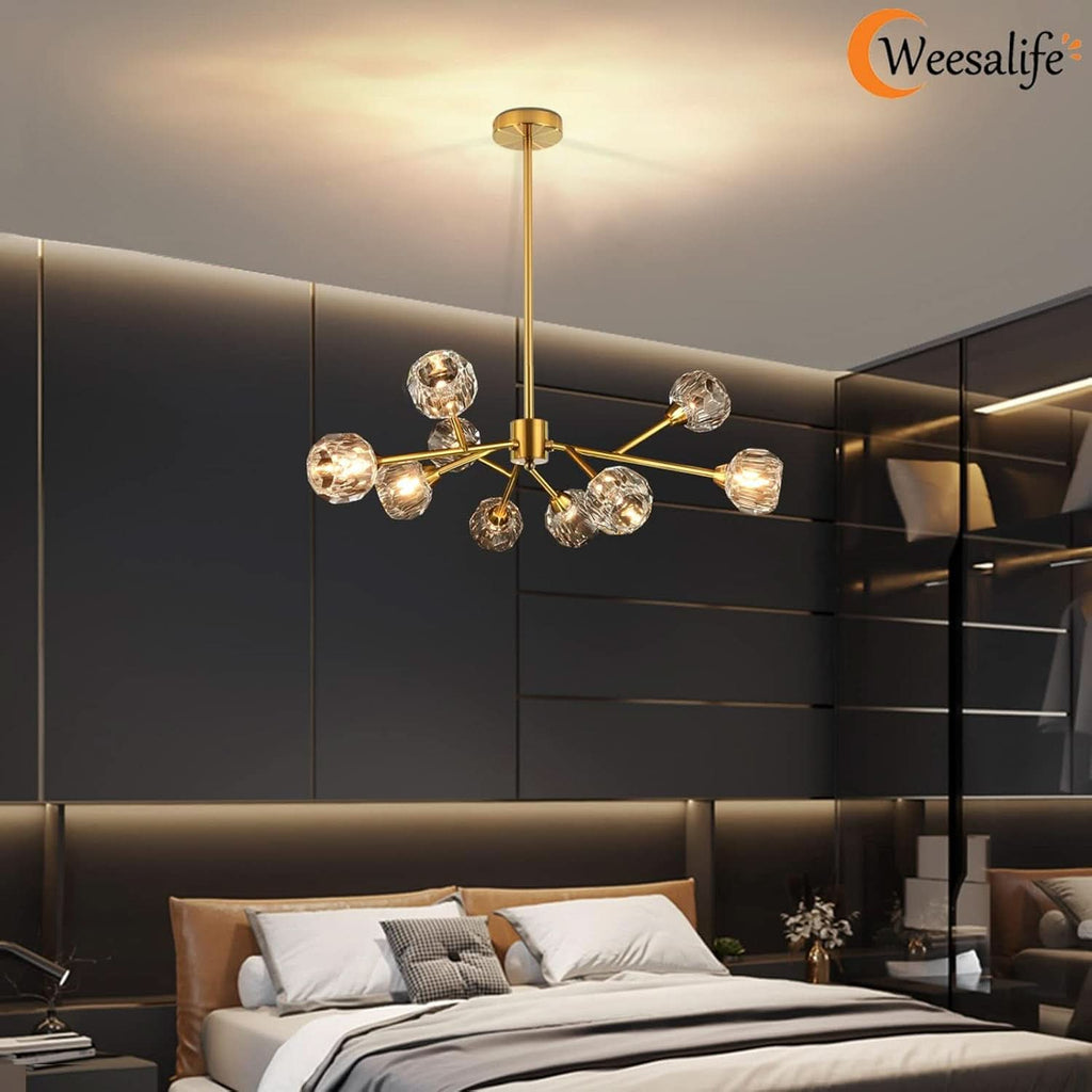 Gold Crystal Sputnik Chandelier Dining Room Fixture