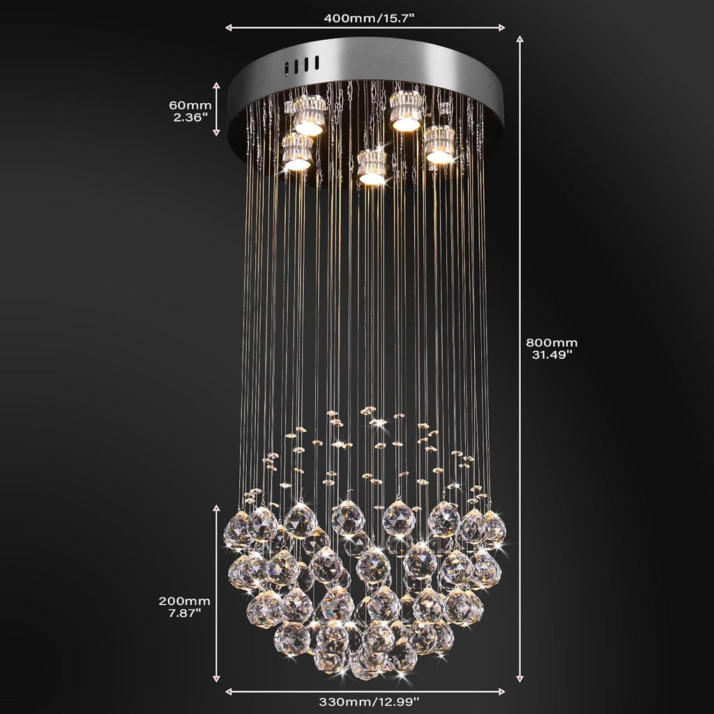 Compact Chrome Crystal Chandelier Flush Mount Fixture