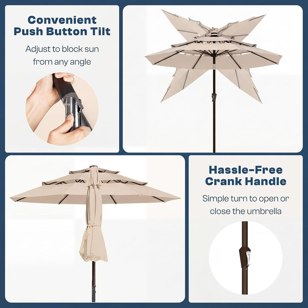 10ft Weatherproof Outdoor Patio Umbrella UPF 50Plus