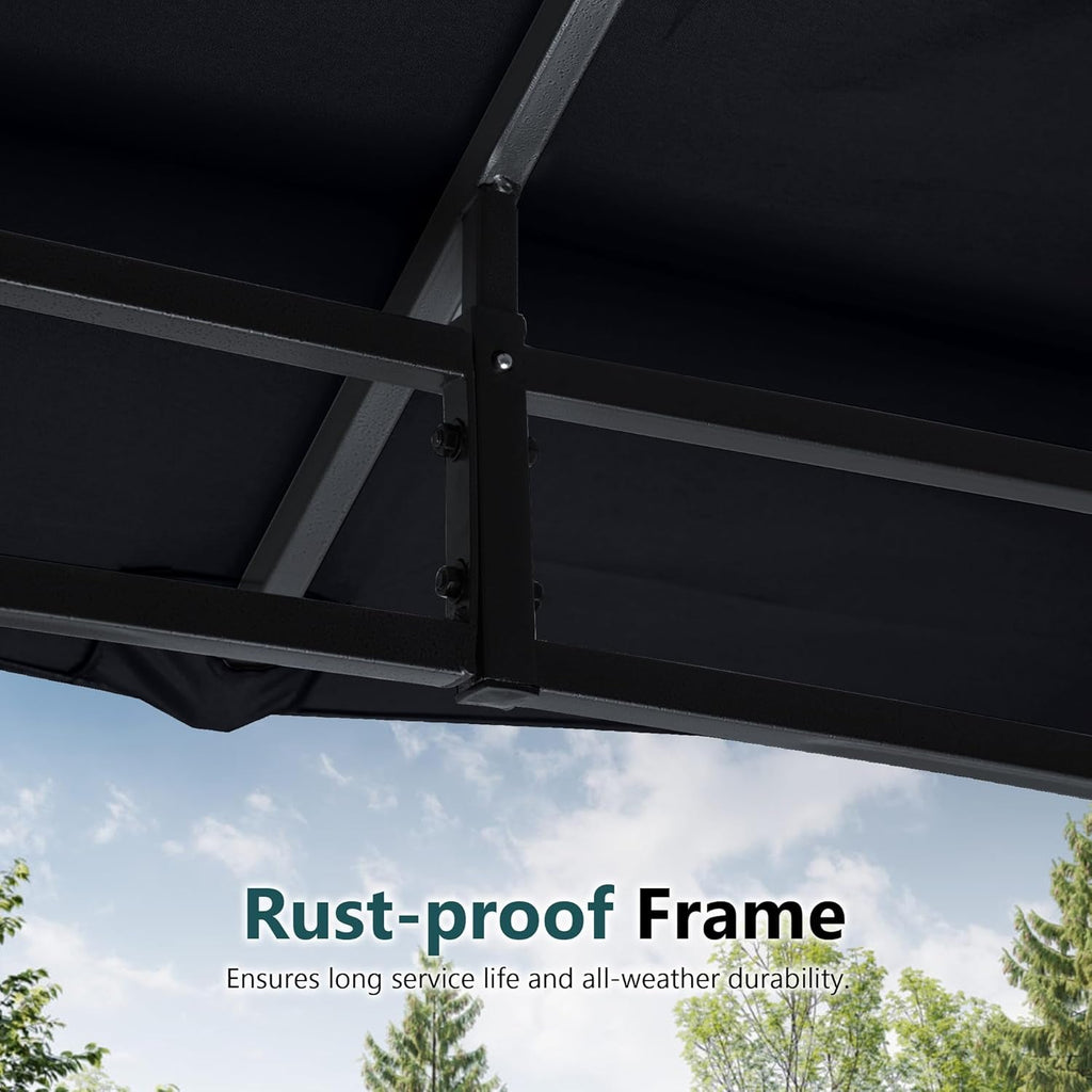 Outdoor Gazebo 10x12 Black Weatherproof Steel Frame