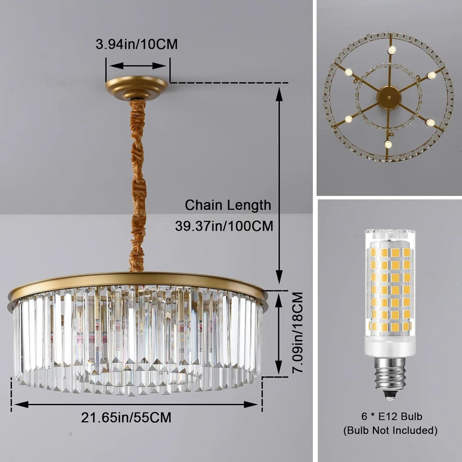 Gold Contemporary Crystal Chandelier Two Tier Fixture