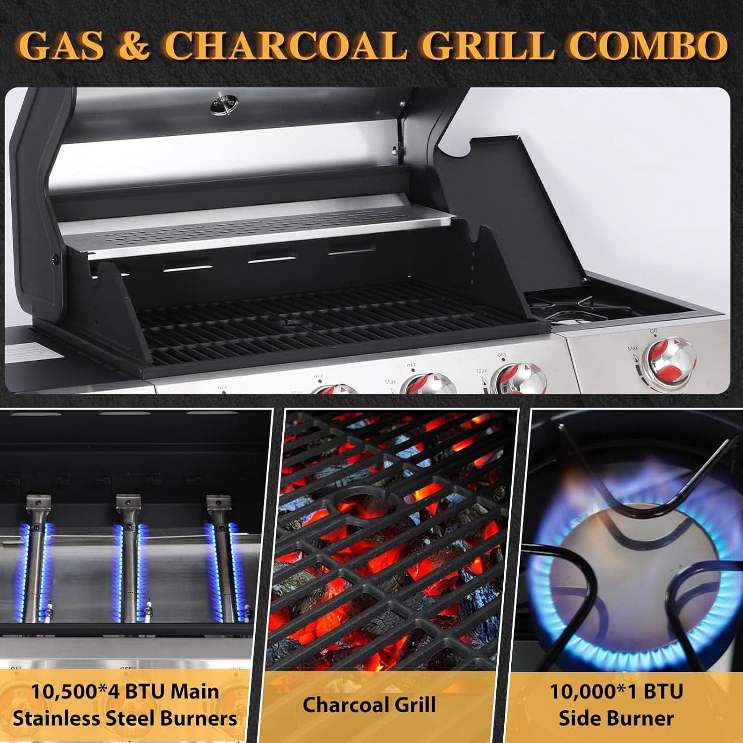 Propane Gas Grill With Side Burner Outdoor Cooking System