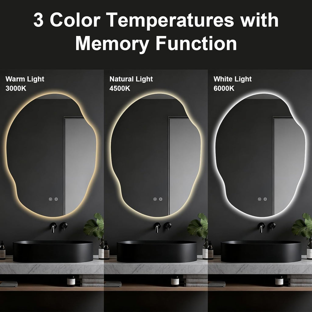 40X30 Inch Backlit LED Bathroom Mirror Memory Antifog