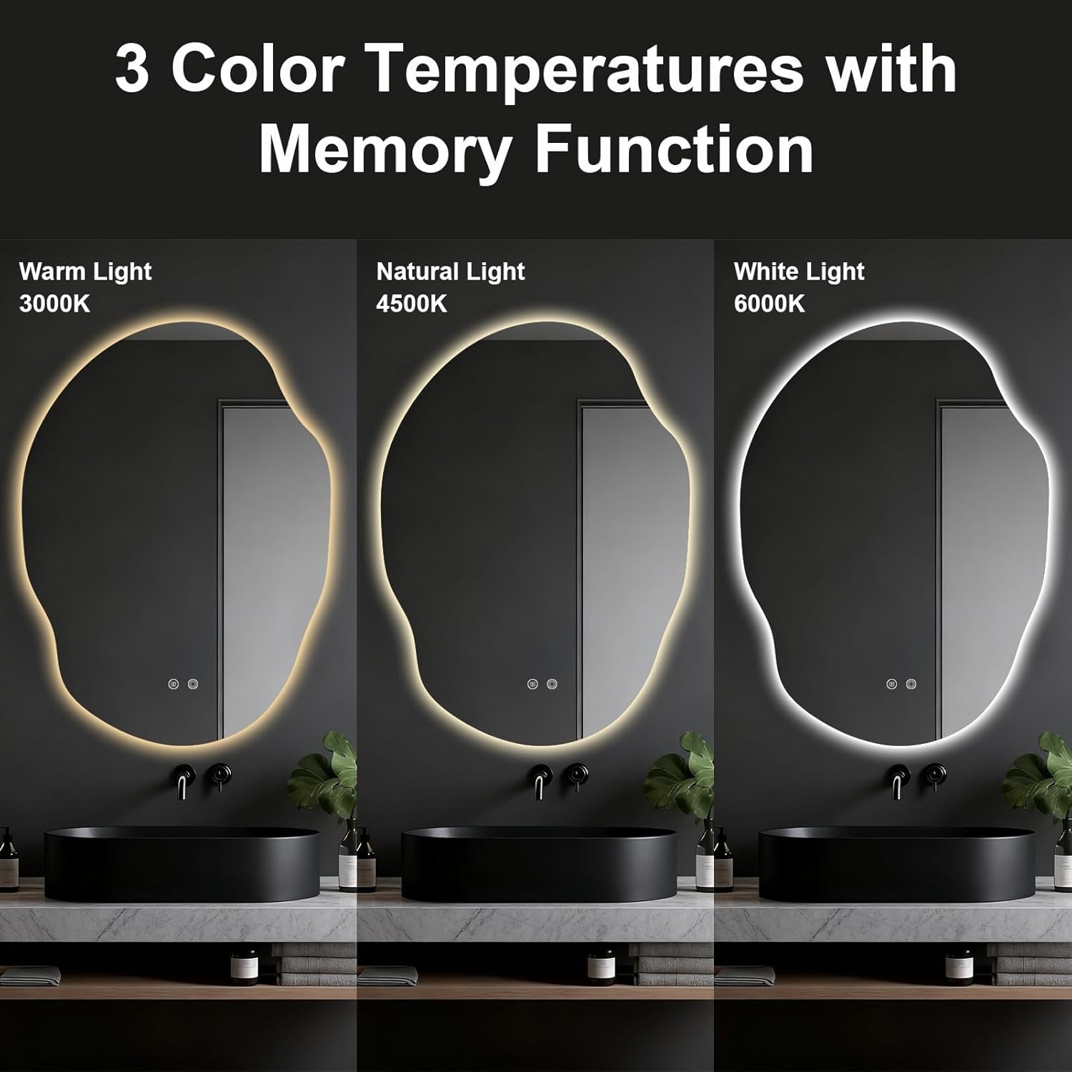 40X30 Inch Backlit LED Bathroom Mirror Memory Antifog