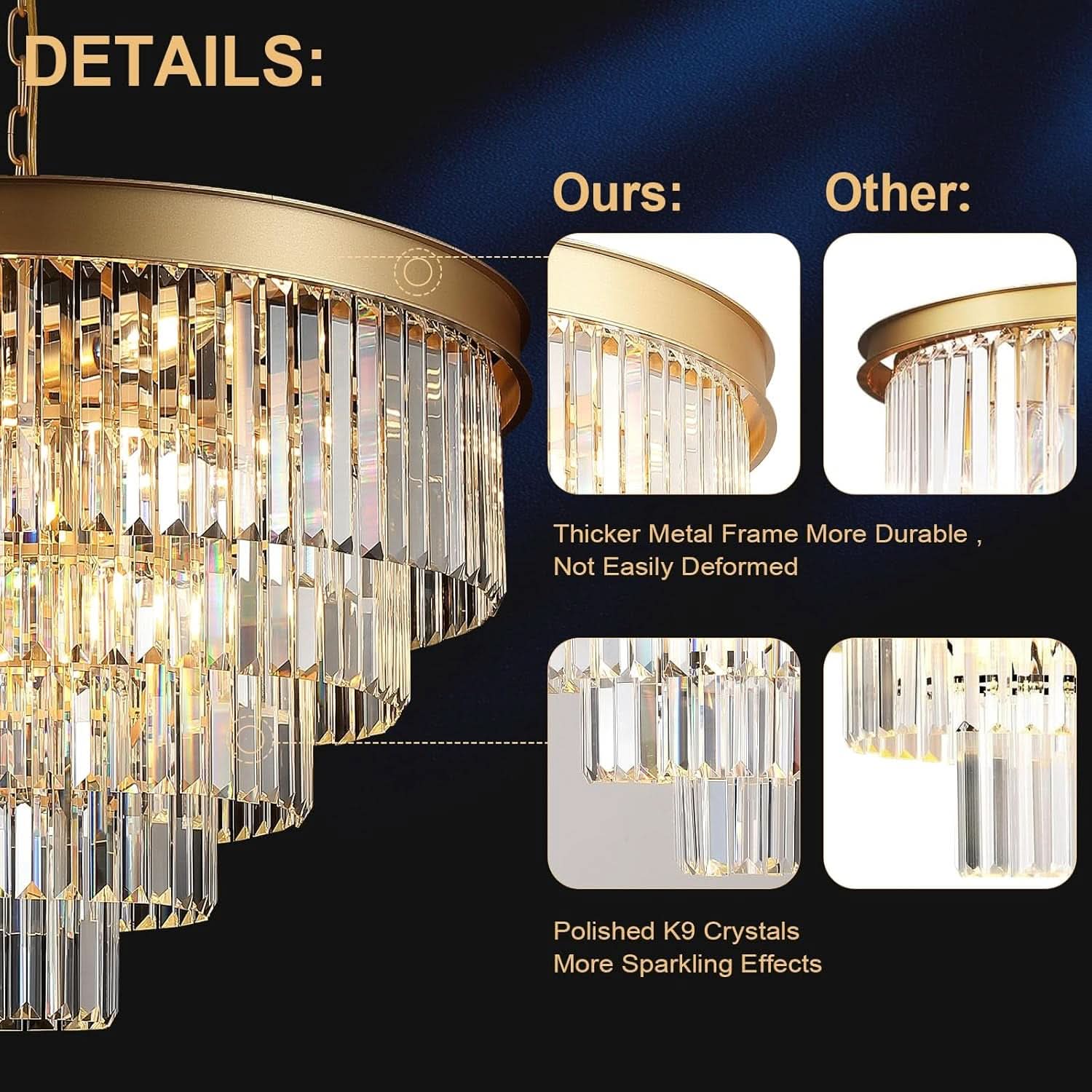 Large Gold Elegant Crystal Chandelier For Hallways