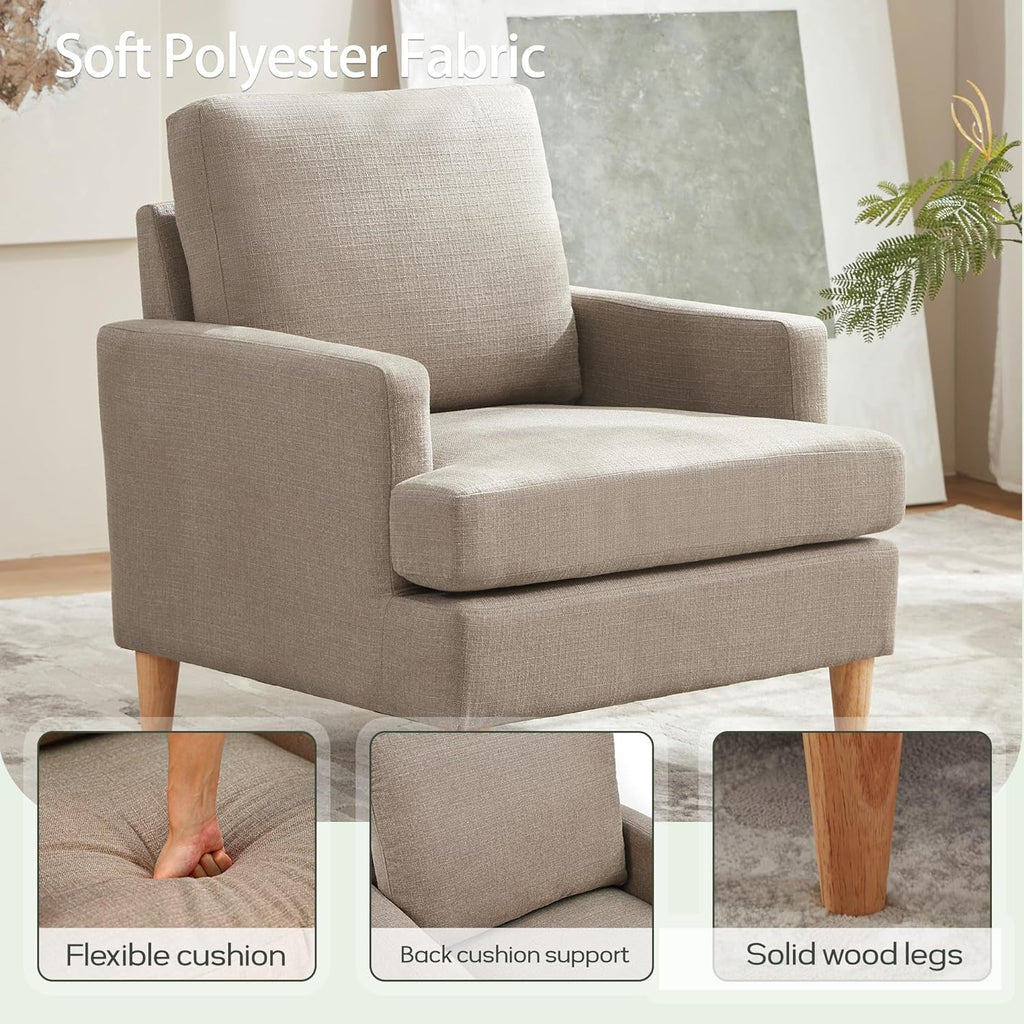Brown Mid Century Modern Upholstered Armchairs Set