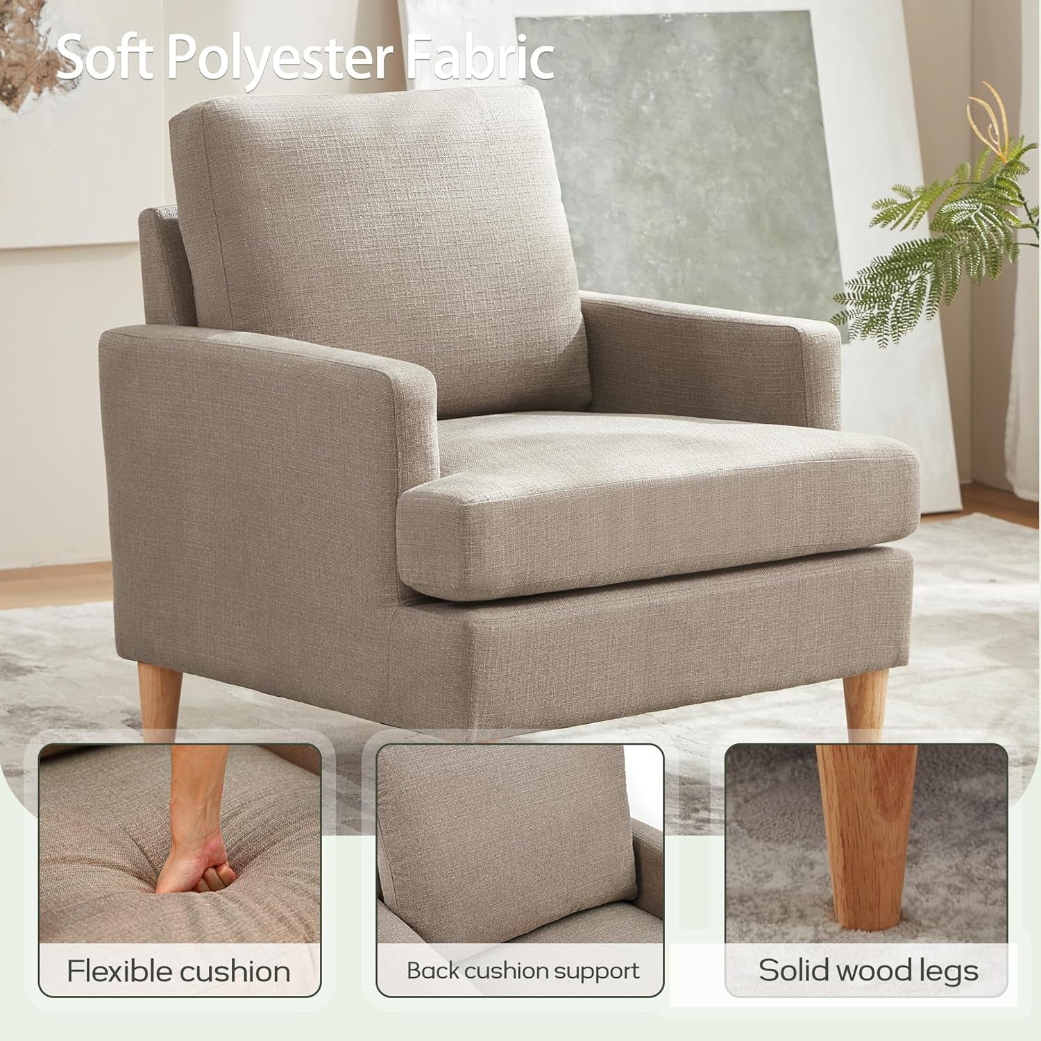 Brown Mid Century Modern Upholstered Armchairs Set