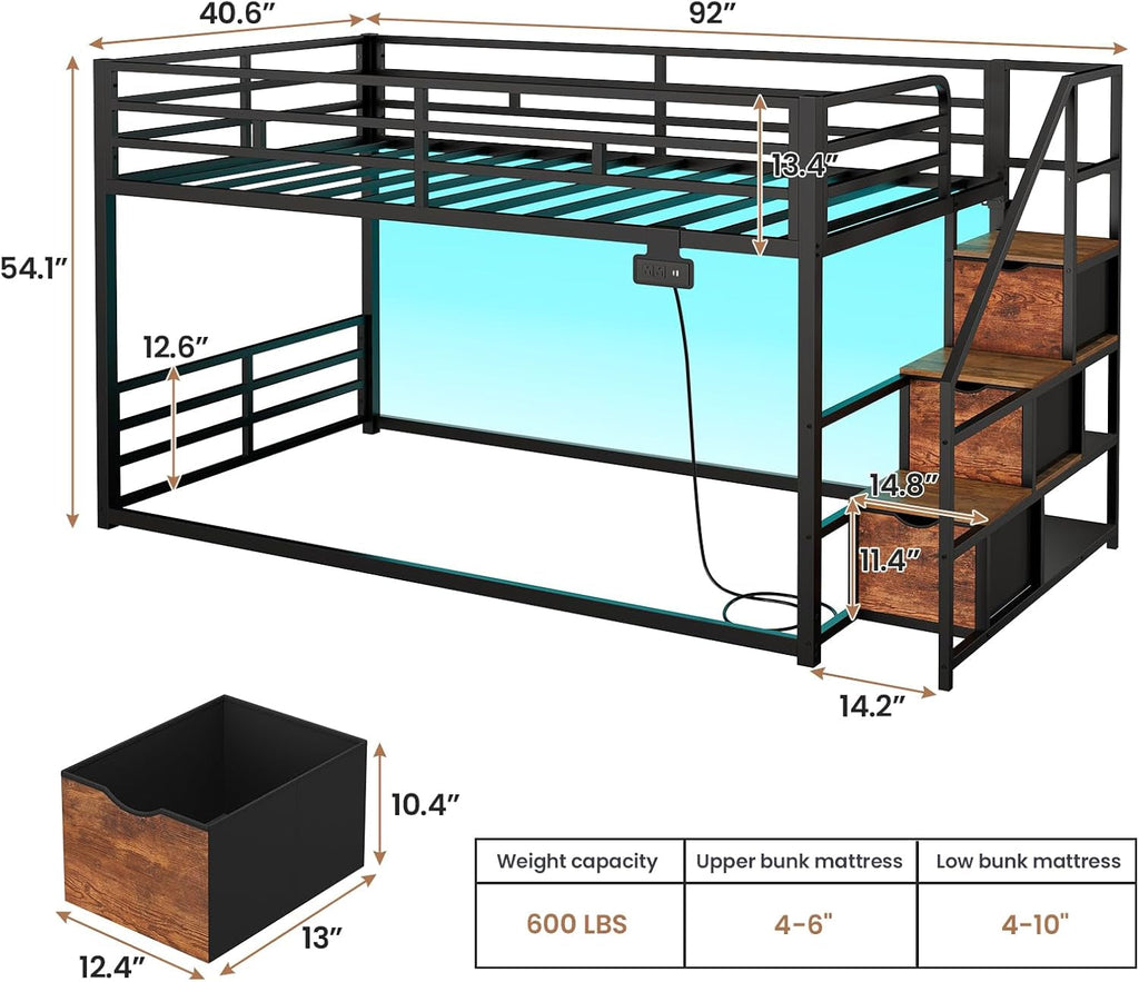 Black Premium Space Saving Functionality Twin Bunk Bed