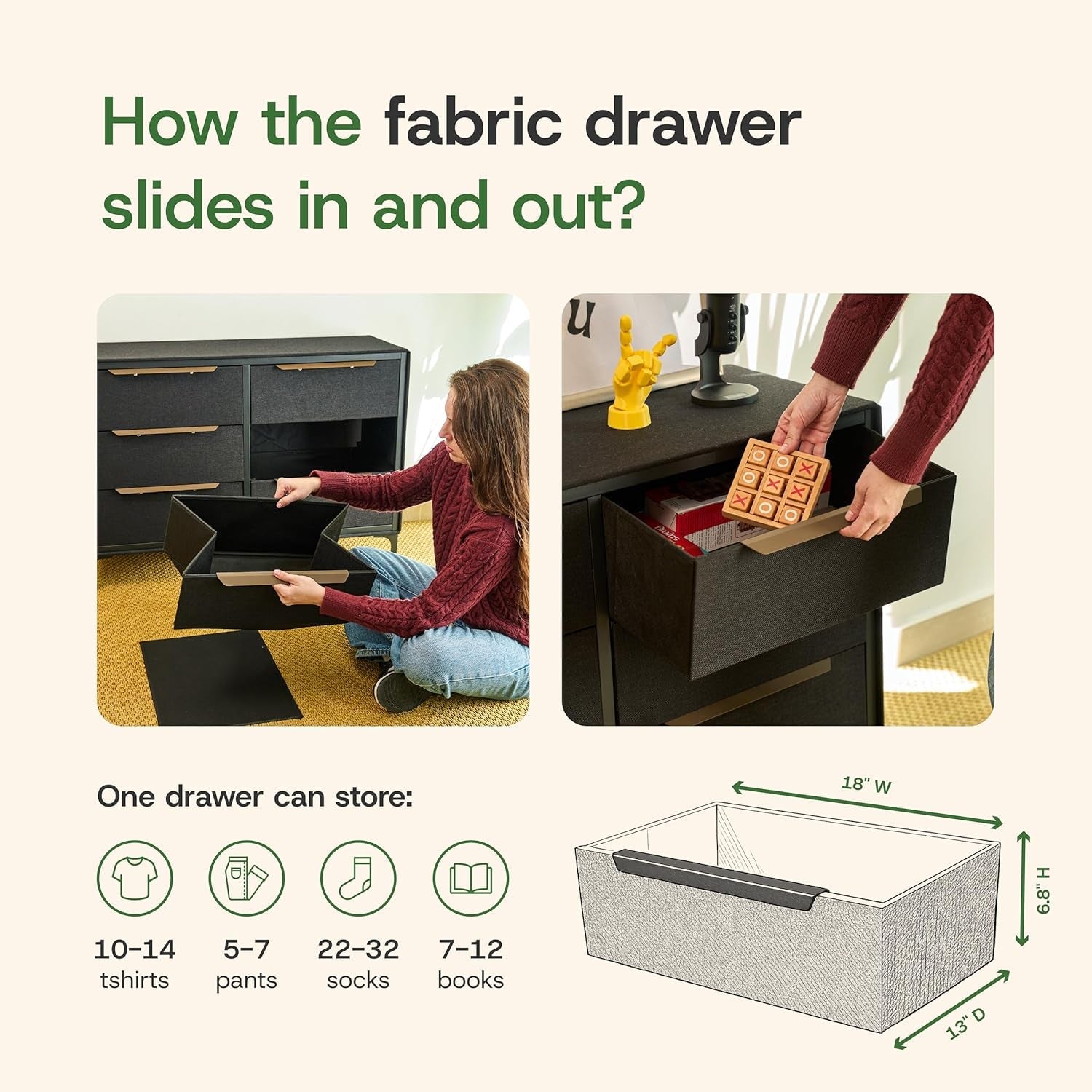 Gleaming Silver Premium Fabric Dresser Six Drawers