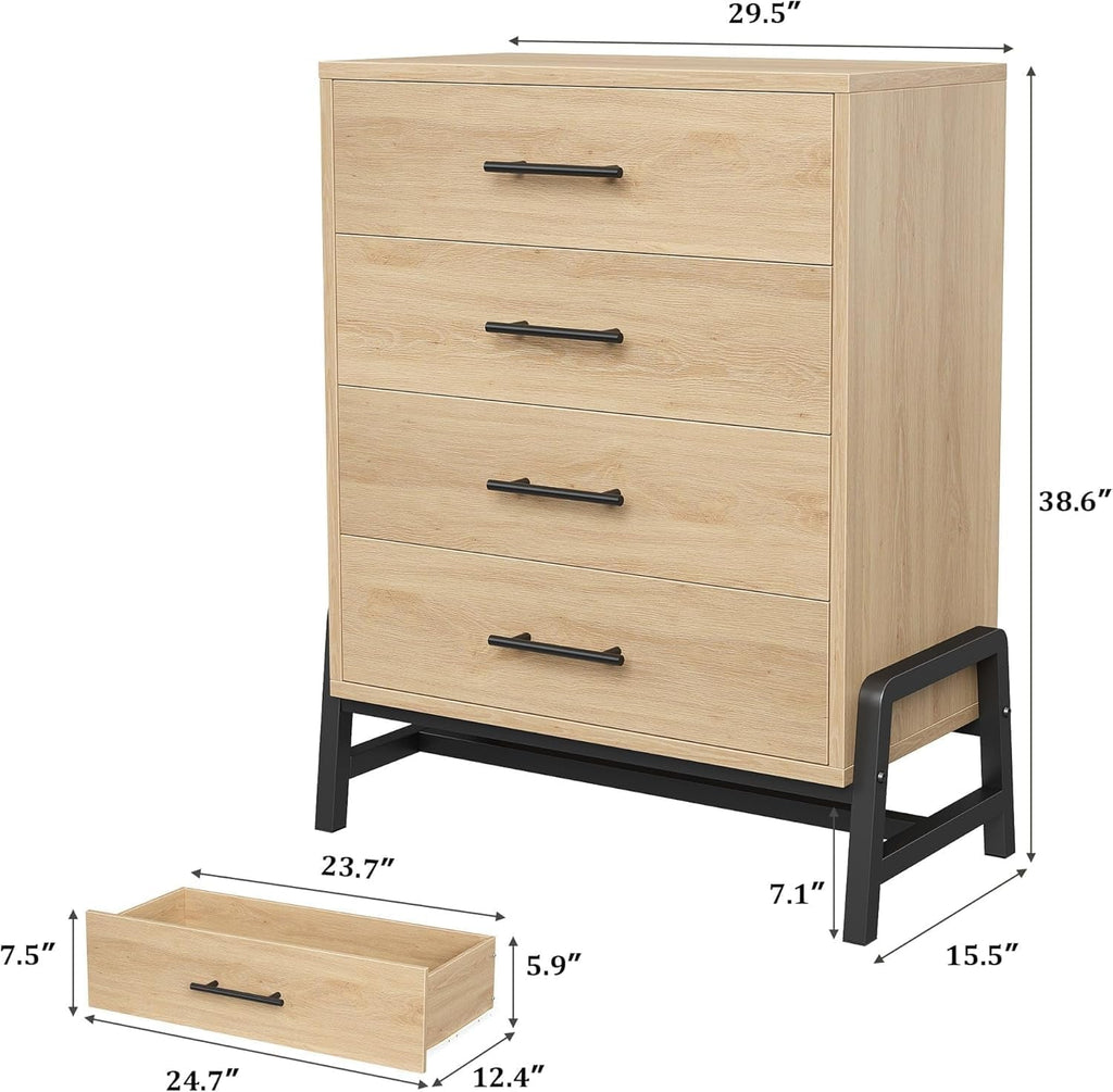 Natural Oak Dresser 38 Inches Tall Freestanding Storage