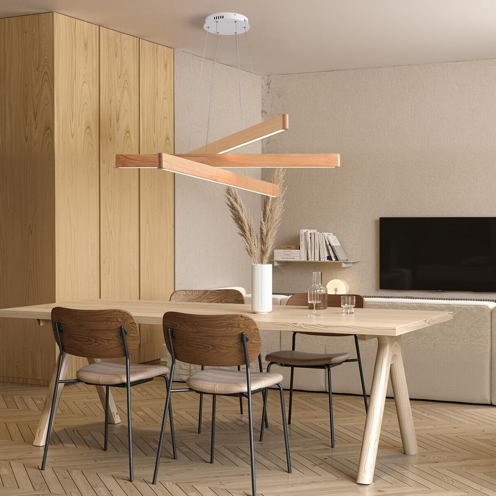Hand crafted Premium Solid Ash Wood Three Light Pendant