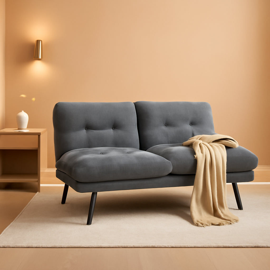 Slate Grey 70 Inch Transformable Futon Sofa Bed Stain Resistant