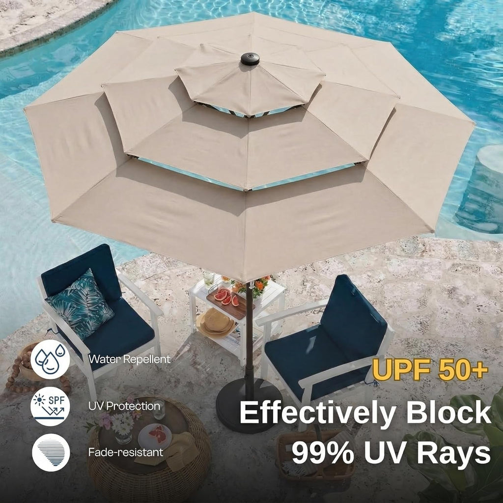 10ft Weatherproof Outdoor Patio Umbrella UPF 50Plus