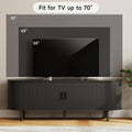 63 Inch TV Stand WithInte grated Electrical Power Outlet Black