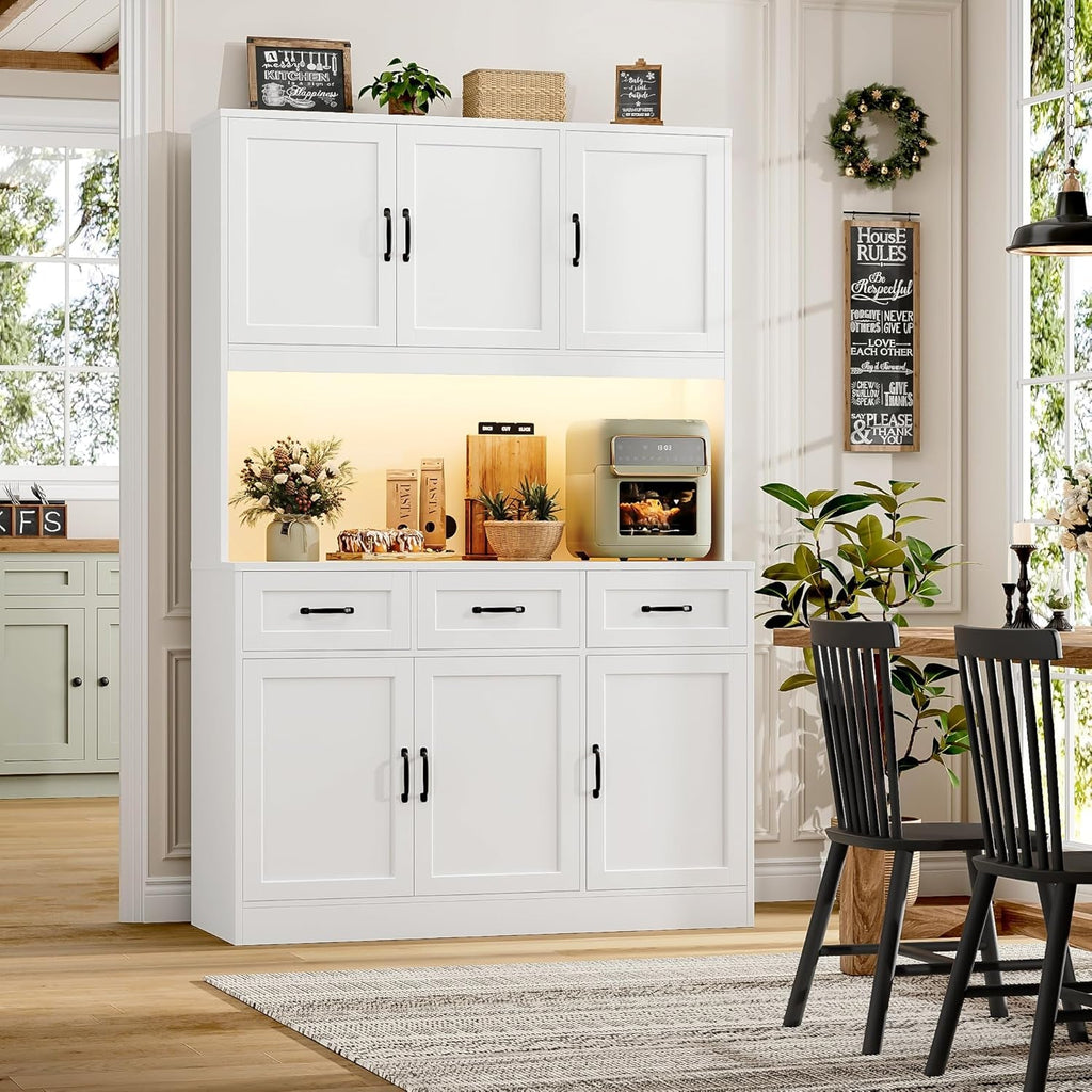 Tall White 72 Inch Kitchen Pantry Cabinet Illumination