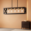 Black Gold Five Light Rectangular Dining Chandelier