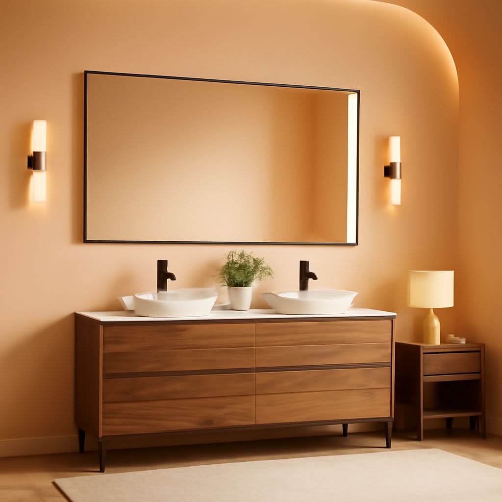 Black 30x50 Inch Rectangle Wall Mirror Polished Metal Frame