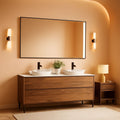 Black 30x50 Inch Rectangle Wall Mirror Polished Metal Frame